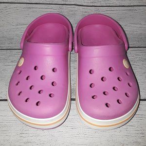 Unisex Crocband Clog Crocs Pink/White/Orange Little Girl/Boy Size 1